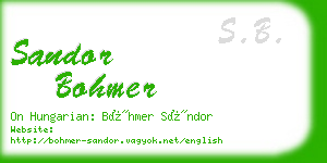 sandor bohmer business card